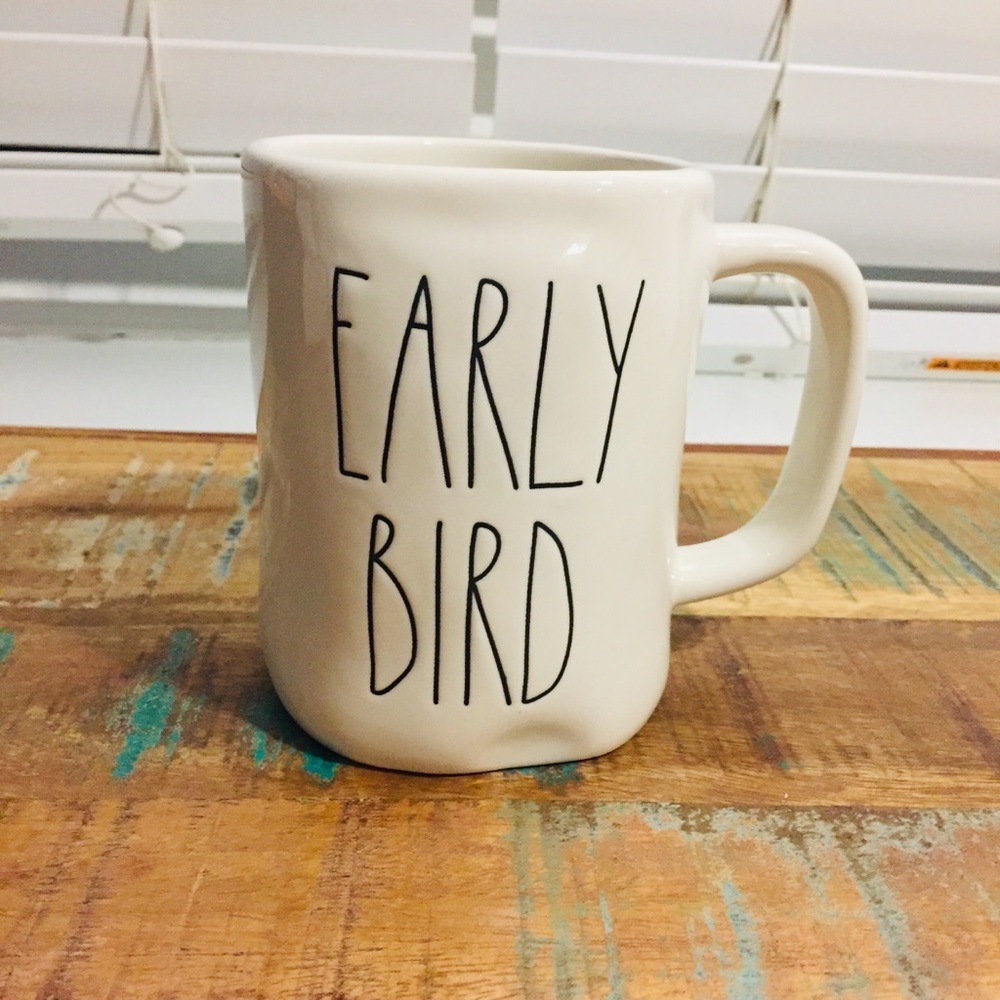 Rae Dunn EARLY BIRD Mug NWT Coffee Tea Black White - Picture 5 of 5